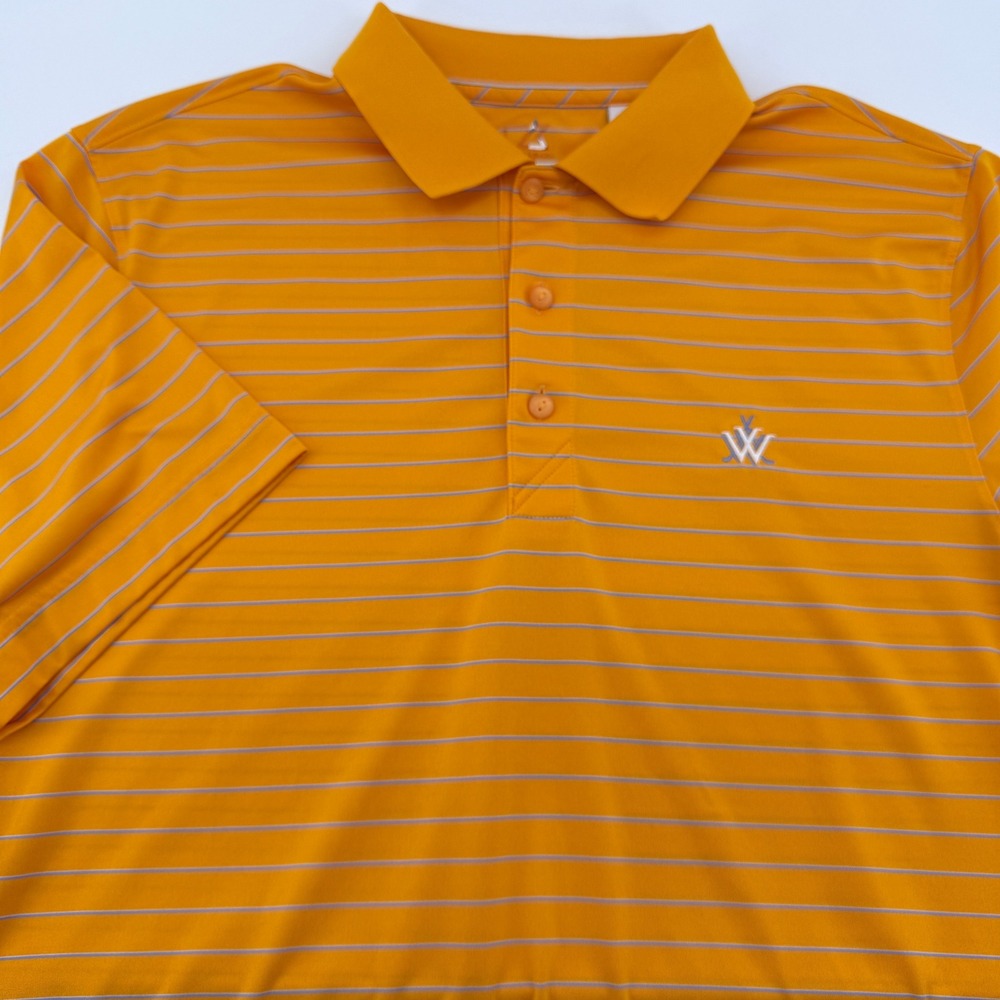 Cutter & BuckGolf Polo Shirt Mens Size Large L Orange Striped CB DryTec